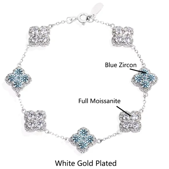 18k white gold baby blue diamond bracelet - Picture 9 of 10